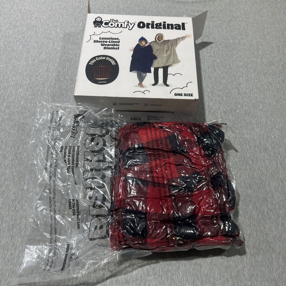 The Comfy Original Full Zip Wearable Blanket Buffalo Plaid, One Size - Picture 11 of 13